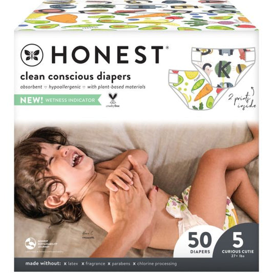 The Honest Company Clean Conscious Diapers, Size 5, Letters, 50 Diapers Per Box