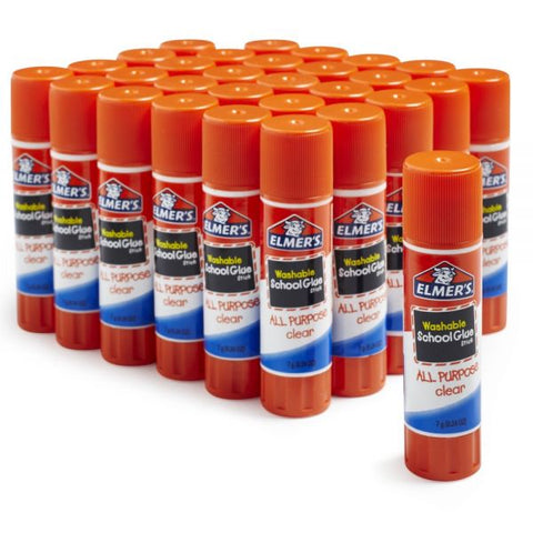 Elmer's Washable School Glue Sticks, 0.24 oz, Applies and Dries Clear, 30/Box