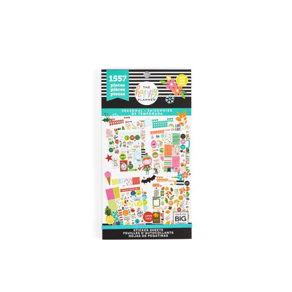 Happy Planner Classic Stickers, 9"H x 4-3/4"W x 1/4"D, Seasonal, Value Pack Of 1,557 Stickers