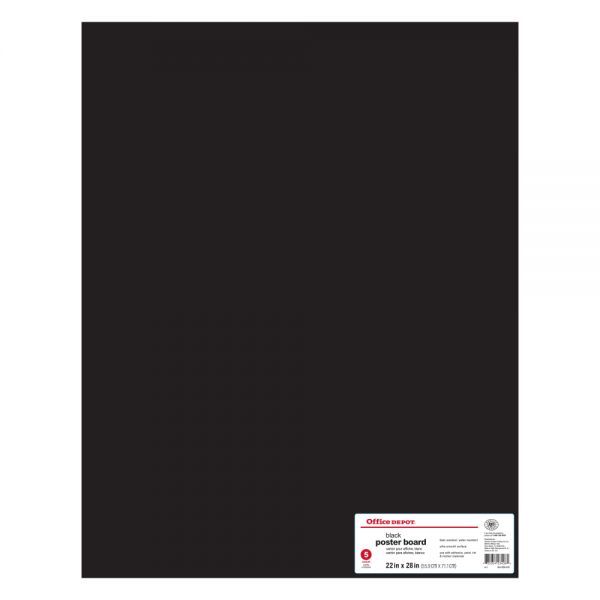 Poster Board, 22" x 28", Black, Pack Of 5