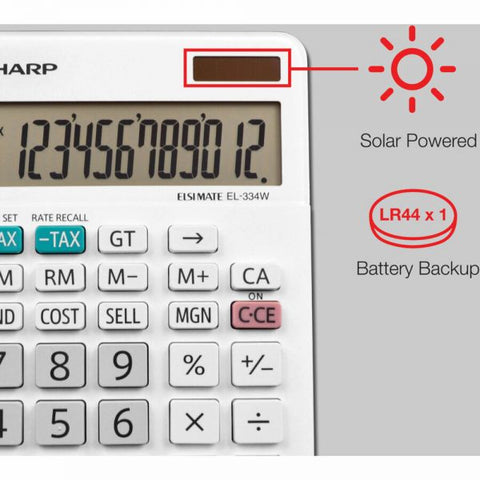 Sharp EL-334W Large Desktop Calculator, 12-Digit LCD