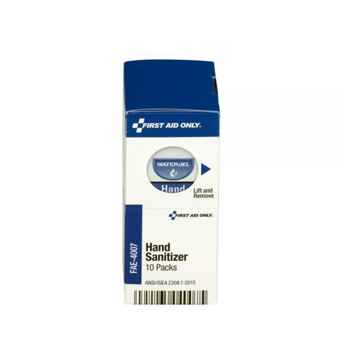 First Aid Only Gel Hand Sanitizer Packets for SmartCompliance First Aid Kits, 0.9 g, Clean Scent, 10/Box