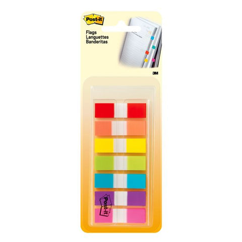 Post-it Flags in On-the-Go Dispenser 0.50" x 1.75" - Red, Orange, Yellow, Green, Blue, Purple, Pink - Self-stick - 1 / Pack