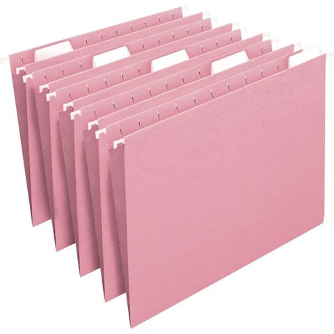 Smead Colored Hanging File Folders with 1/5 Cut Tabs, Letter Size, 1/5-Cut Tabs, Pink, 25/Box