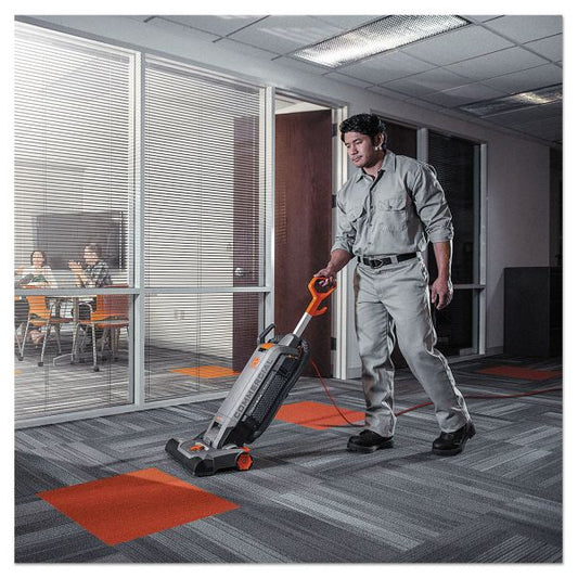 Hoover Commercial HushTone Vacuum Cleaner with Intellibelt, 15" Cleaning Path, Gray/Orange