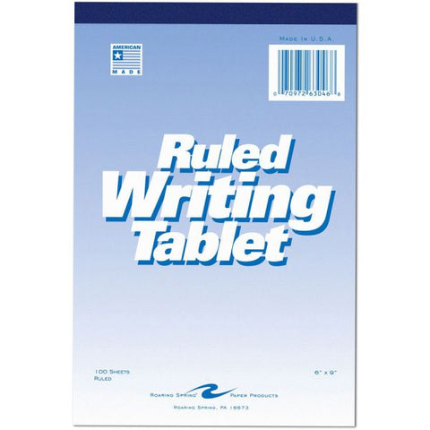 Roaring Spring Junior Legal Pad 6" x 9" - Wide Ruled - Perforated - 100 Sheets/ Pad - 1 Pad - White