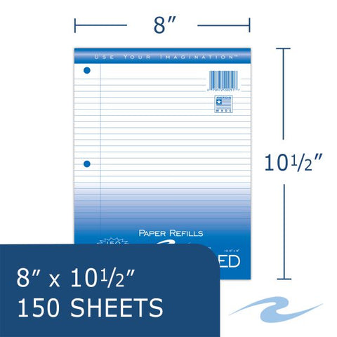 Filler Paper 8"x10.5" College Ruled with Margin Case of 24 Packs of Looseleaf Filler Paper, 8"x10.5", 150 Sheets of Smooth Medium Weight 15# White Paper, 3-Hole Punched, College Ruled W/ Margin