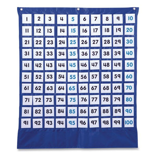 Carson-Dellosa Education Hundreds Pocket Chart, 105 Pockets, 26 x 30, Blue