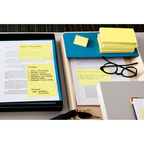 Post-it Greener Notes Original Recycled Note Pads, 3" x 5", Canary Yellow, 100 Sheets/Pad, 12 Pads/Pack