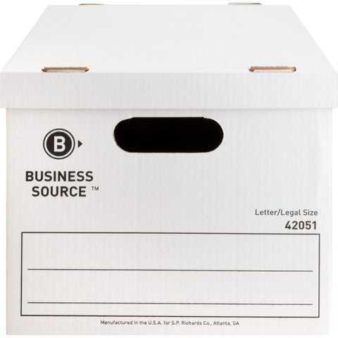 Business Source Light-Duty Storage Boxes With Lift-Off Lids 12" x 15" x 10" - Letter/Legal Size - Stackable Up To 350 lbs - White - 12/ Carton