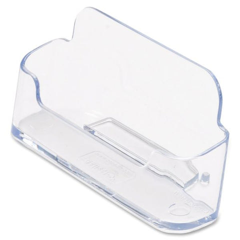 Deflecto Horizontal Business Card Holder, Holds 50 Cards, 3.88 x 1.38 x 1.81, Plastic, Clear