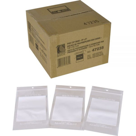 C-Line Write-On Poly Bags, 2 mil, 3" x 5", Clear, 1,000/Carton