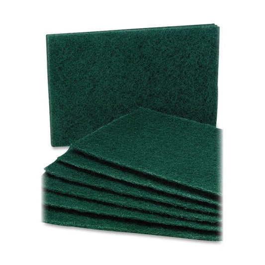 SKILCRAFT Scouring Pads 6" x 9.5" x 0.25" - Nylon - Green - 10/ Pack