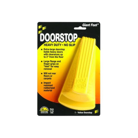 Master Caster Giant Foot Doorstop, No-Slip Rubber Wedge, 3.5w x 6.75d x 2h, Safety Yellow