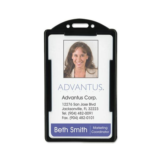 Advantus ID Card Holders, Vertical, Black 2.38" x 3.68" Holder, 2.13" x 3.38" Insert, 25/Pack