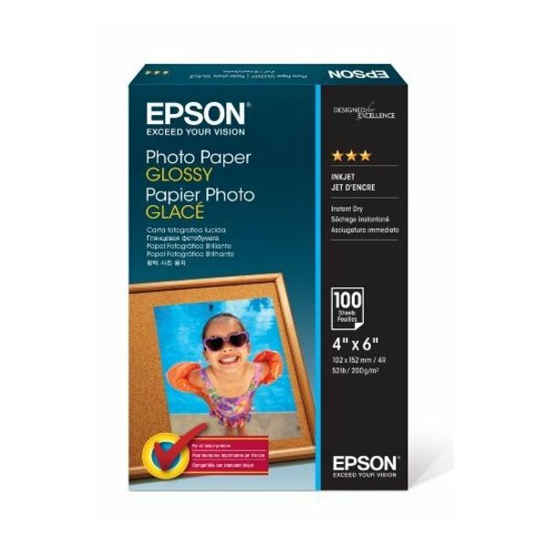 Epson S042038 Inkjet Photo Paper - White 4" x 6" - 196 g/m&#178; Grammage - Glossy - 100 Sheet