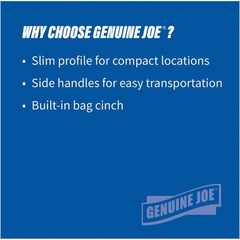 Genuine Joe Space-Saving 23 Gallon Trash Can 19" x 11" x 30" - 23 Gallon Capacity - Plastic - Gray - 1 Each