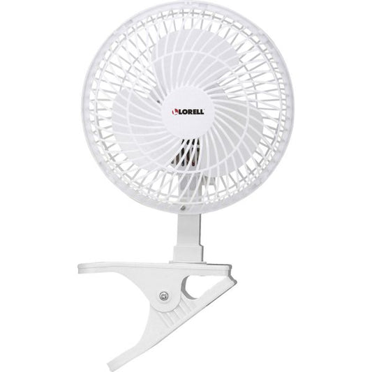 Lorell Clip-On Personal Fan 152.4 mm Diameter - 2 Speed - Adjustable Tilt Head - 9.5" Height x 7.9" Width x 6" Depth - Light Gray