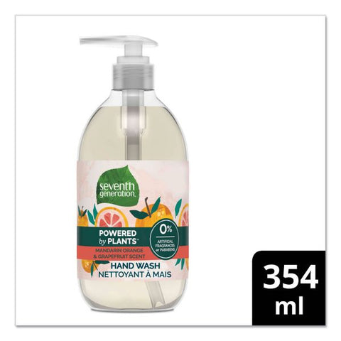 Seventh Generation Natural Hand Wash, Mandarin Orange and Grapefruit, 12 oz Pump Bottle