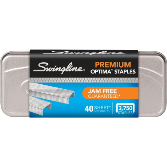 Swingline Optima Staples, 0.25" Leg, 0.5" Crown, Steel, 3,750/Pack