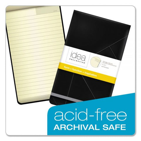 TOPS Idea Collective Journal Pad with Hard Cover, Wide/Legal Rule, Black Cover, 120 Cream 5 x 8.25 Sheets