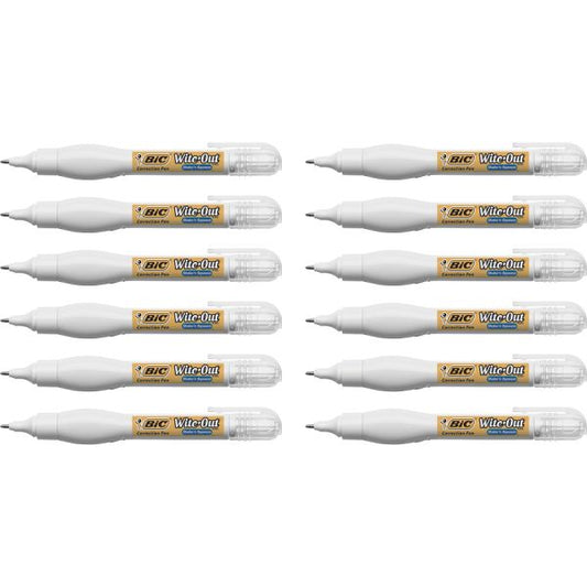 Wite-Out Shake 'N Squeeze Correction Pen Pen Applicator - 8 mL - White - Fast-drying - 12 / Box