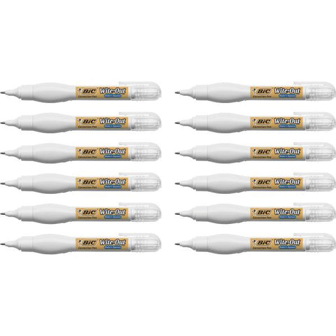 Wite-Out Shake 'N Squeeze Correction Pen Pen Applicator - 8 mL - White - Fast-drying - 12 / Box