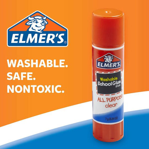 Elmer's Washable School Glue Sticks, 0.24 oz, Applies and Dries Clear, 4/Pack