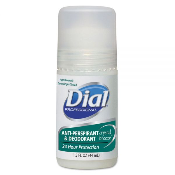 Dial Anti-Perspirant Deodorant, Crystal Breeze, 1.5 oz, Roll-On Bottle, 48/Carton