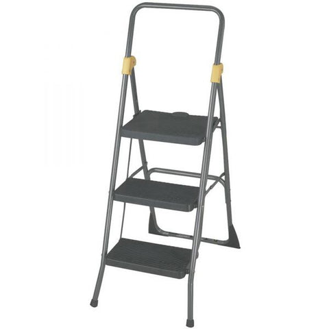 Cosco Commercial 3-Step Folding Stool, 300 lb Capacity, 20.5 x 32.63 x 52.13, Gray