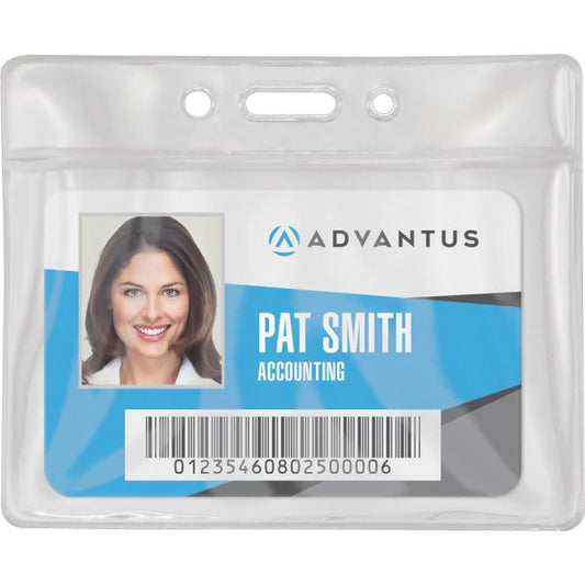 Advantus Vinyl ID Badge Holders Support 3.50" x 2.50" Media - Horizontal - Vinyl - 50 / Pack - Clear - Durable