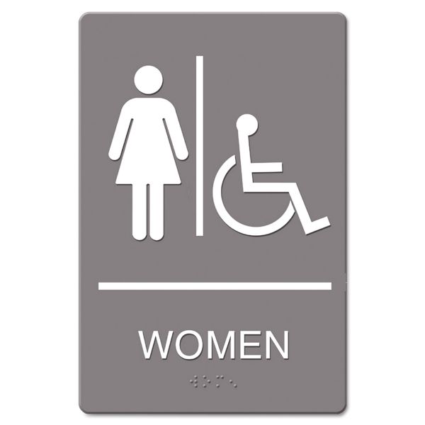 Headline Sign ADA Sign, Women Restroom Wheelchair Accessible Symbol, Molded Plastic, 6 x 9