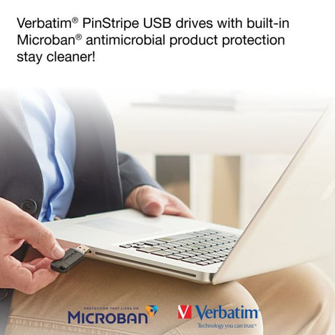 Verbatim PinStripe USB Flash Drive, 16GB, Black