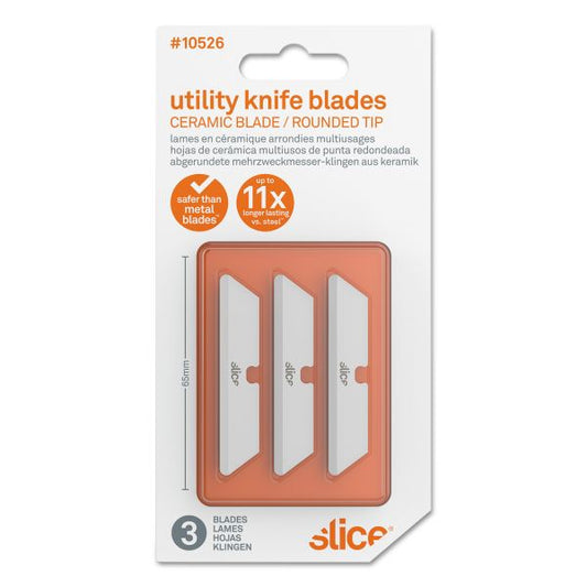 slice Safety Utility Knife Blades, Rounded Tip, Ceramic Zirconium Oxide, 3/Pack