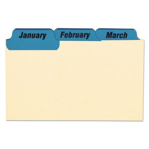 Oxford Manila Index Card Guides with Laminated Tabs, 1/3-Cut Top Tab, January to December, 3 x 5, Manila, 12/Set