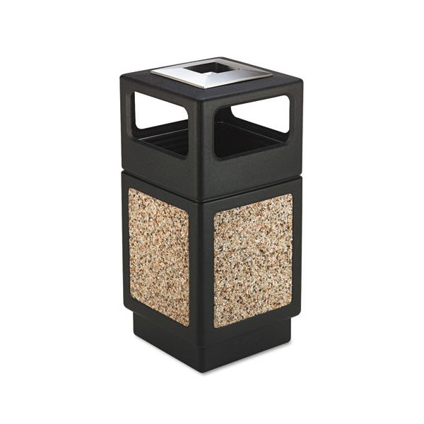 Safco Canmeleon Aggregate Panel Receptacles, 38 gal, Polyethylene/Stainless Steel, Black