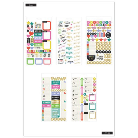 Happy Planner Stickers, 9-1/8" x 4-13/16", Everyday Reminders, Pack Of 5 Sticker Sheets