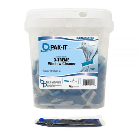 PAK-IT X-Treme Window Cleaner Packets, Pleasant Scent, Pack Of 100