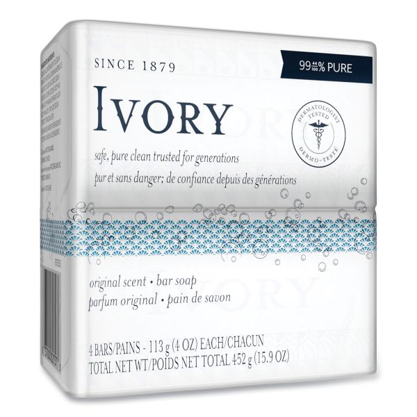 Ivory Bar Soap, Original Scent, 4 oz, 4/Pack, 18 Packs/Carton