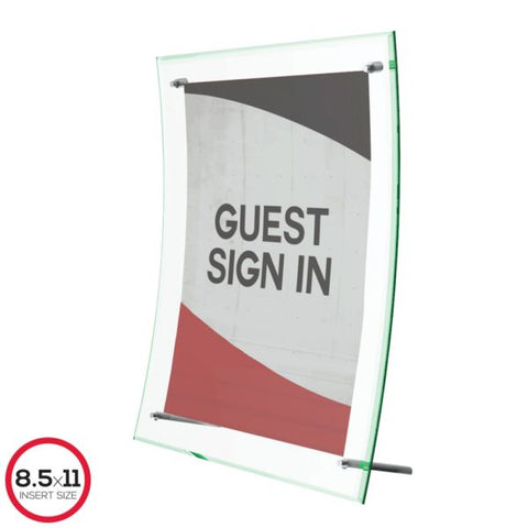 Deflecto Superior Image Curved Sign Holder, 13 1/16"H x 10 11/16"W x 3 3/8"D, Clear/Green