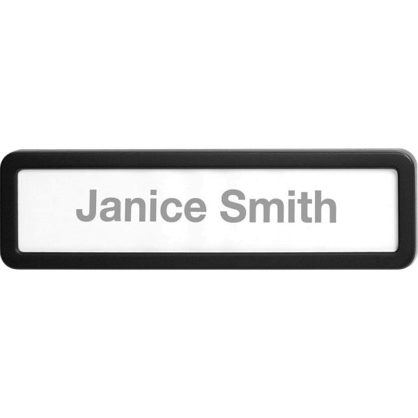 Lorell Recycled Plastic Cubicle Nameplate 1 Each - 0.9" Width x 2.7" Height - Plastic - Black