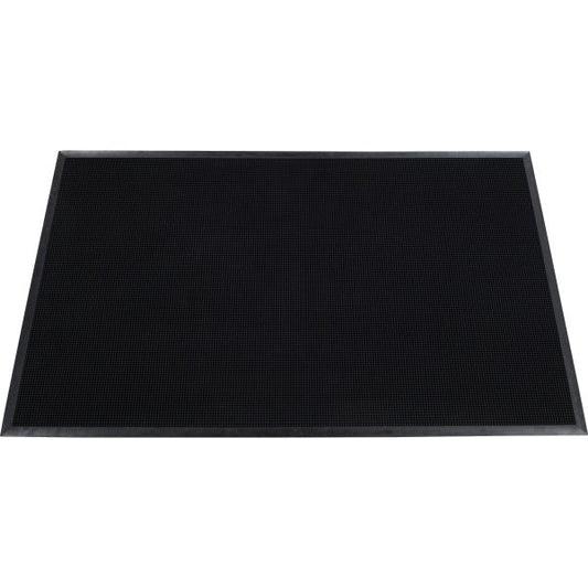 Genuine Joe Brush Tip Scraper Mat Indoor, Outdoor - 28" Length x 18" Width x 0.40" Thickness - Rectangle - Rubber - Black