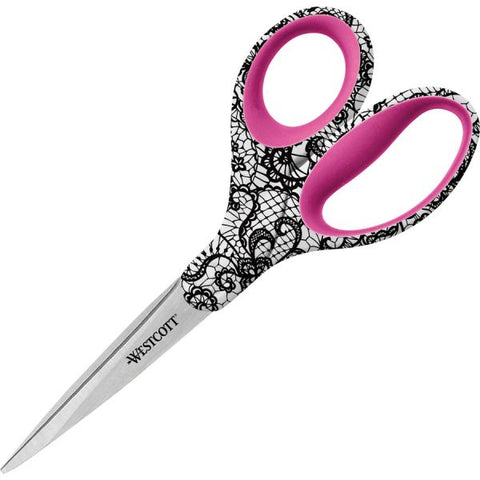 Westcott Fashion Pattern 8" Scissors 8" Overall Length - Left/Right - Stainless Steel - Multi - 1 Each