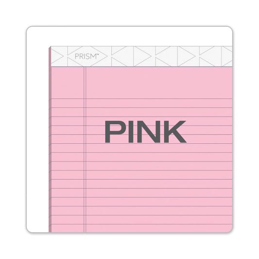 TOPS Prism + Colored Writing Pads, Wide/Legal Rule, 50 Pastel Pink 8.5 x 11.75 Sheets, 12/Pack