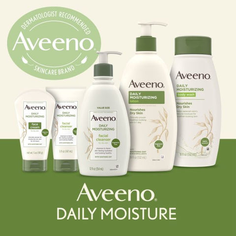 Aveeno Daily Moisturizing Lotion, 12 FL Oz. Lotion - 12 oz (340.2 g) - Non-fragrance - For Dry, Sensitive Skin - Non-greasy, Non-comedogenic, Hypoallergenic, Absorbs Quickly - 1 Each