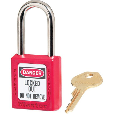 Master Danger Red Safety Padlock 0.25" Shackle Diameter - Red - 6 / Pack