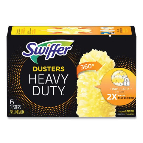 Swiffer Heavy Duty Dusters Refill, Dust Lock Fiber, Yellow, 6/Box, 4 Boxes/Carton