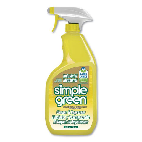 Simple Green Industrial Cleaner and Degreaser, Concentrated, Lemon, 24 oz Spray Bottle, 12/Carton