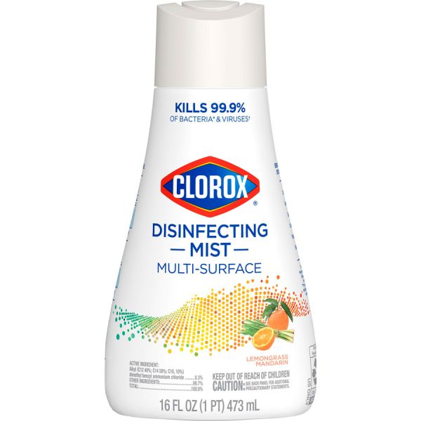 Clorox Multi-surface Disinfecting Mist Spray - 16 fl oz (0.5 quart) - Lemongrass Mandarin Scent - 1 Each - White