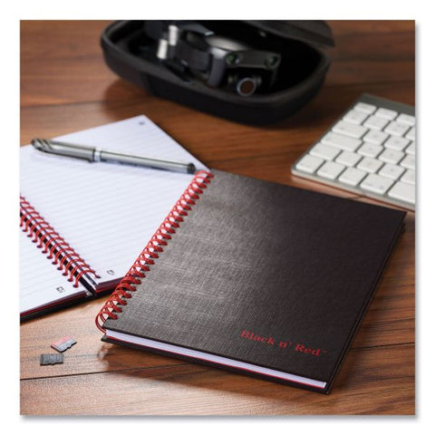 Black n' Red Hardcover Business Notebook 70 Sheets - Twin Wirebound - Ruled9.9" x 7" - Black/Red Cover - Bleed Resistant, Ink Resistant, Hard Cover, Perforated, Foldable - 1 Each